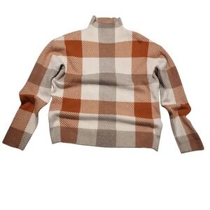 Tahari Sweater Womens Medium Multicolor Plaid Mock Neck Long Sleeve Pullover